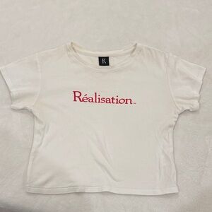Realisation Par Baby Tee Cream Tee with Red Logo